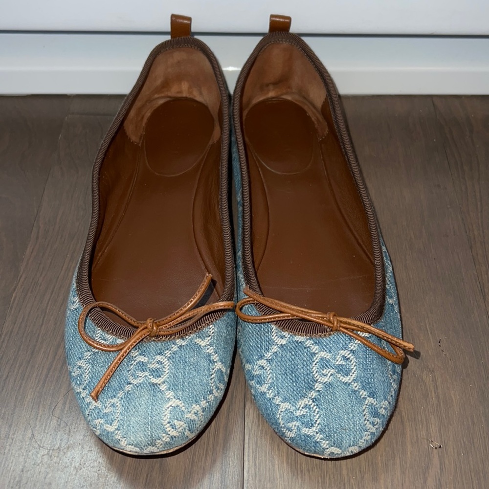 GUCCI Guccisima Denim Flats SIZE 7.5 / 37.5